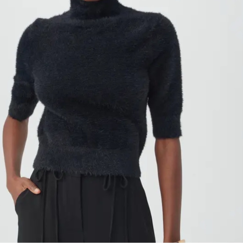 Trina Turk Black Fuzzy Turtleneck Sweater- NWT